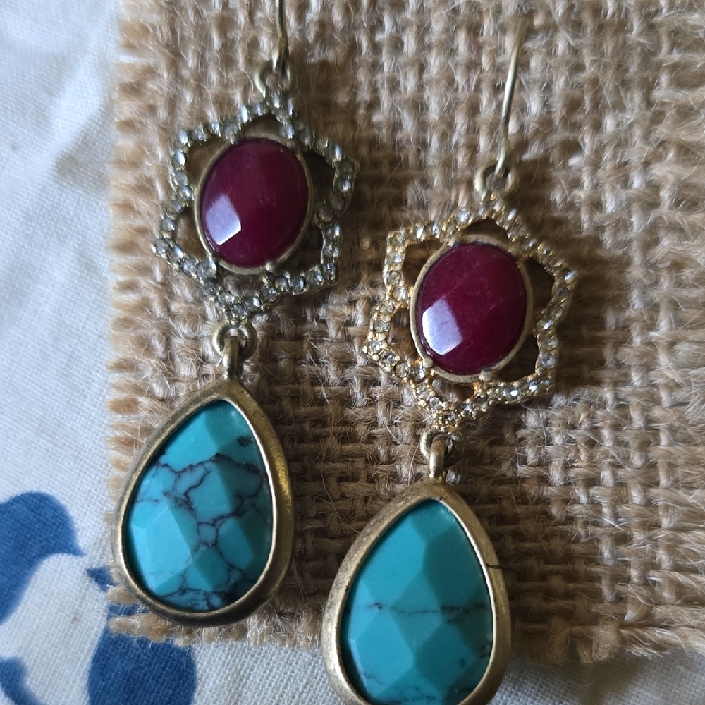Chloe Gold and Blue Drop Earrings with Elegant Design